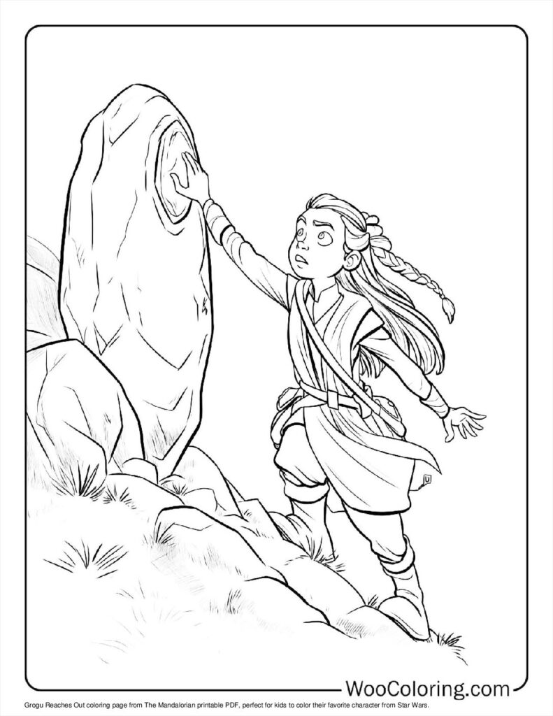 Grogu Reaches Out Coloring Sheet