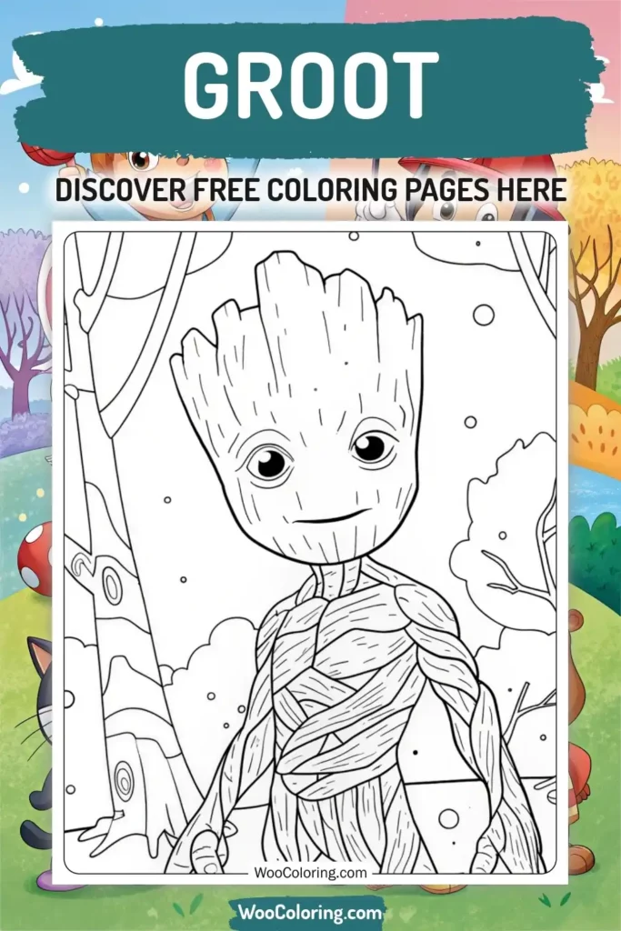 Groot coloring pages designs from TV Show