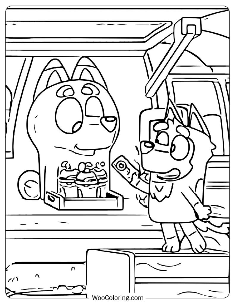 Gruber Buying Drinks From the Market Coloring Page For Kids