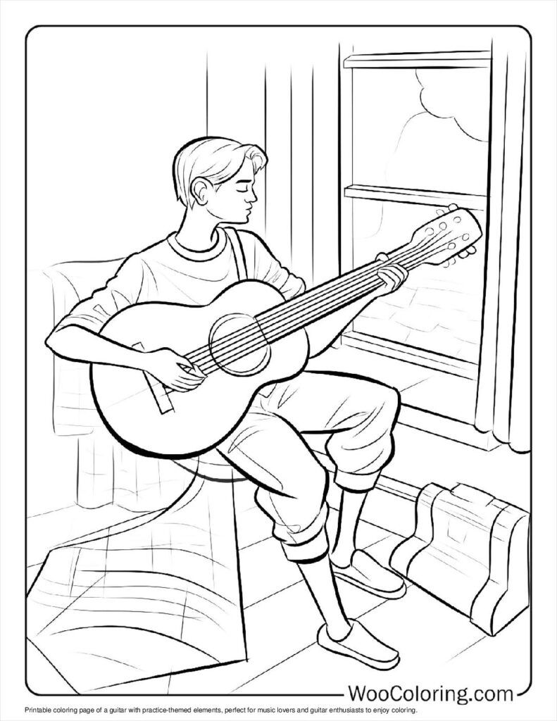 100  Guitar coloring pages  Free PDF To Print  - 62