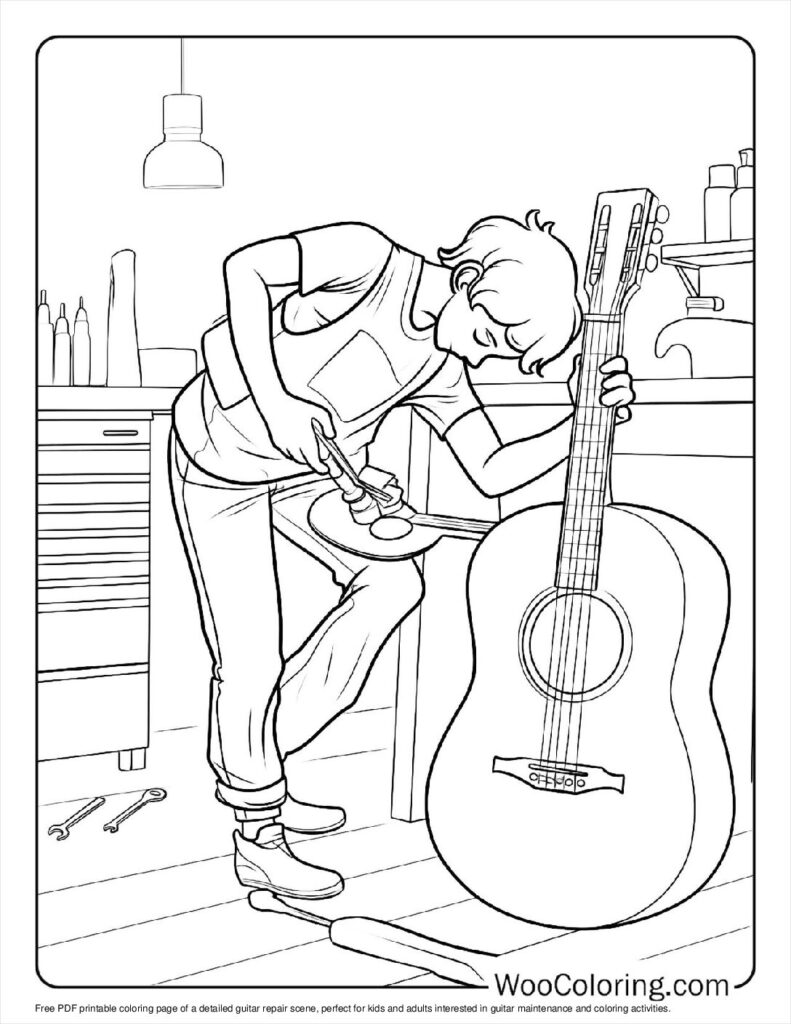 100  Guitar coloring pages  Free PDF To Print  - 46