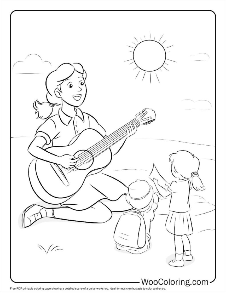 100  Guitar coloring pages  Free PDF To Print  - 5