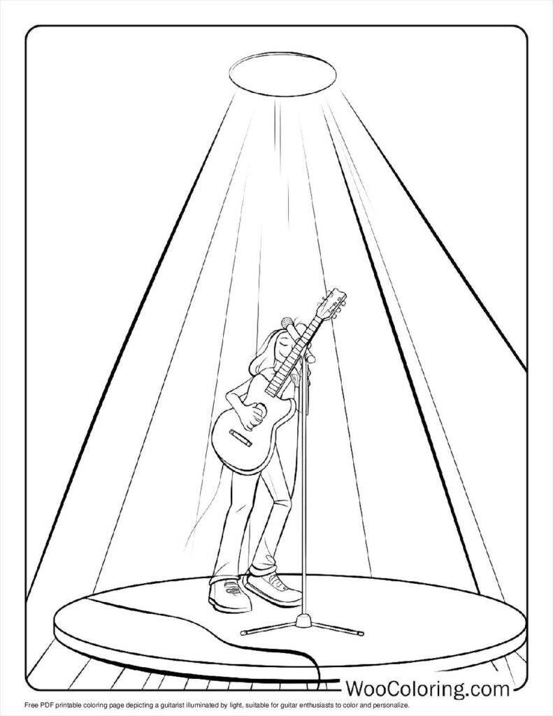 100  Guitar coloring pages  Free PDF To Print  - 78