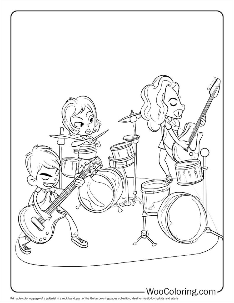 100  Guitar coloring pages  Free PDF To Print  - 49