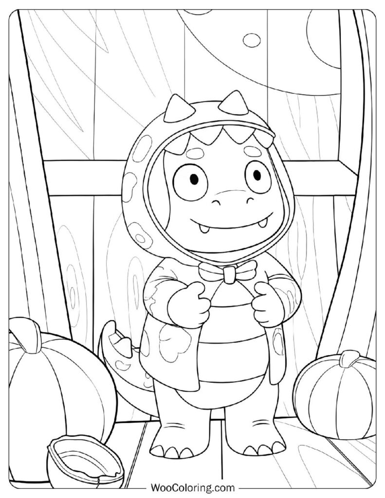 Halloween Dinosaur Costume Coloring Sheet