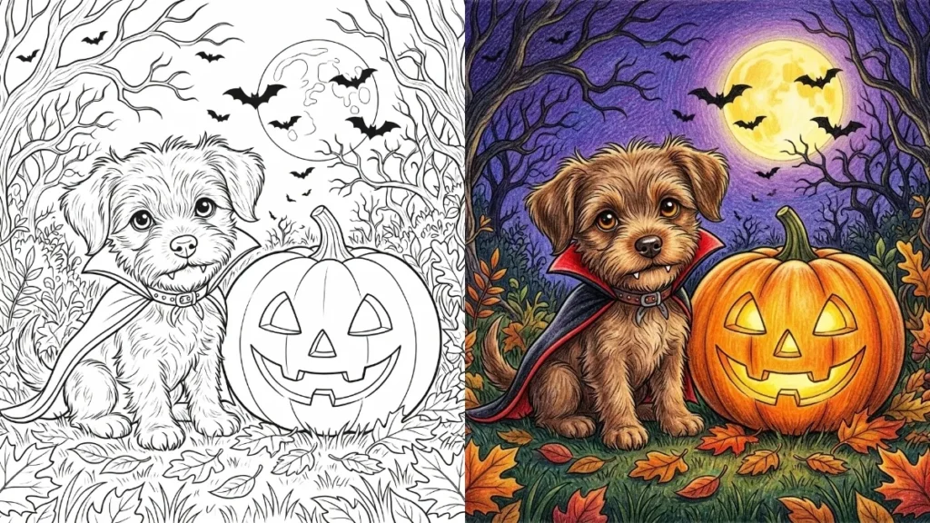 Halloween Dog Coloring Pages