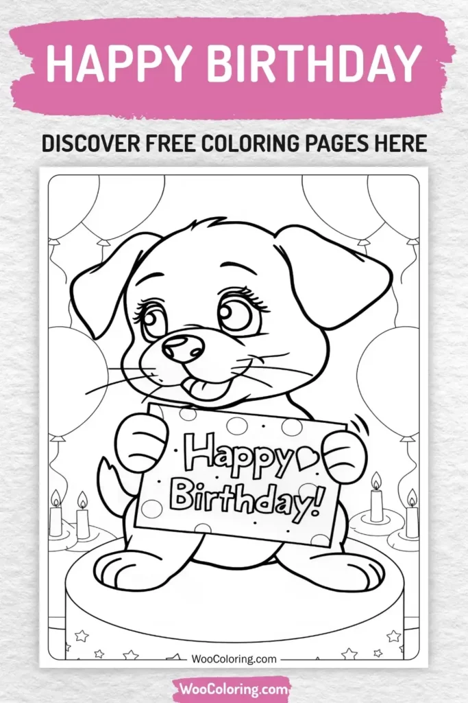 Happy Birthday coloring pages designs for girls