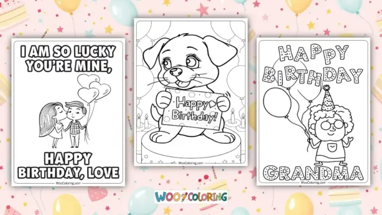 Happy Birthday Coloring Pages Design Image