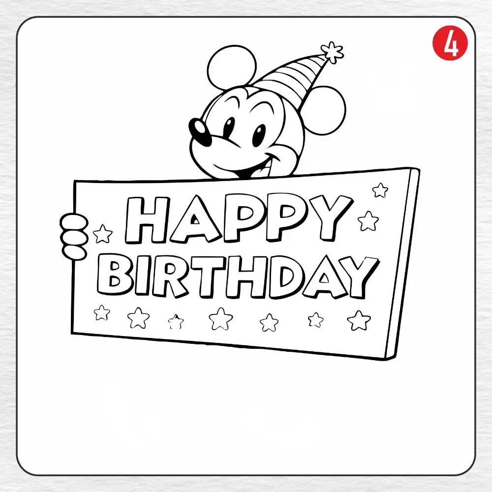 Happy Birthday coloring page drawing step 4