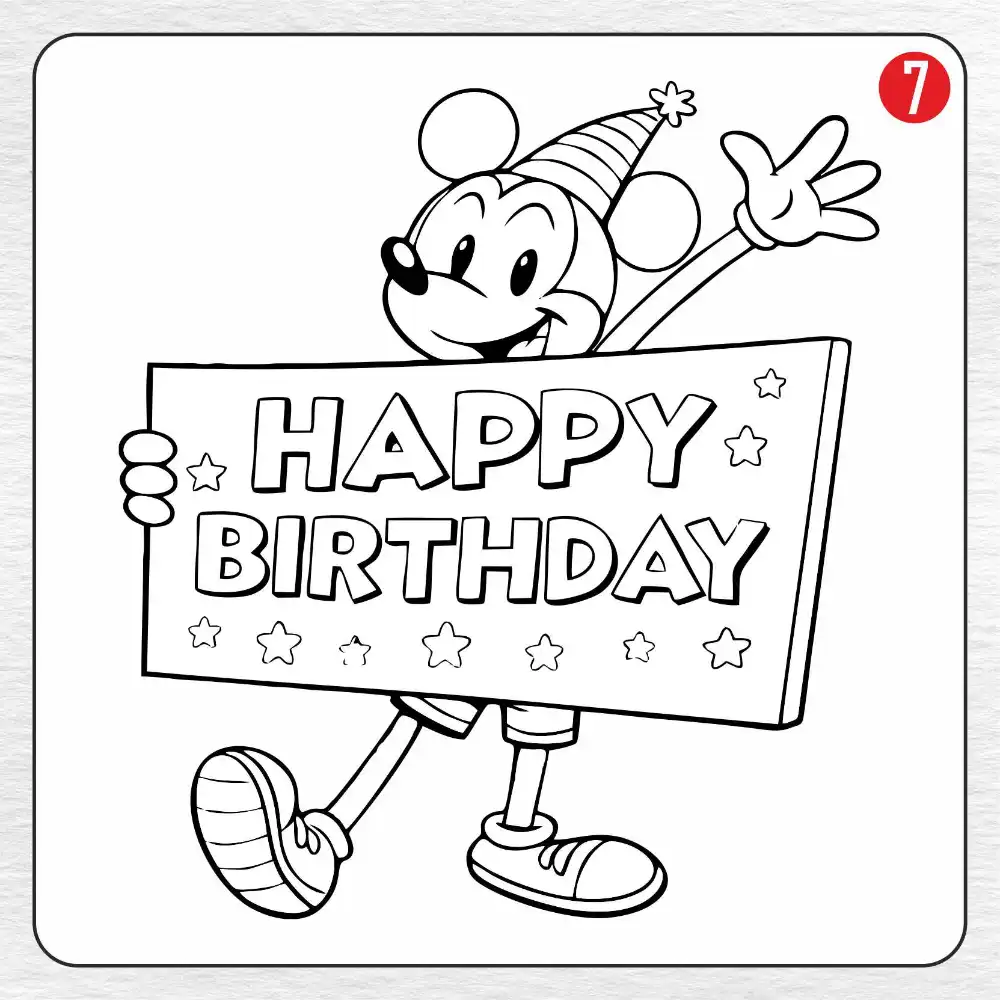 Happy Birthday coloring page drawing step 7
