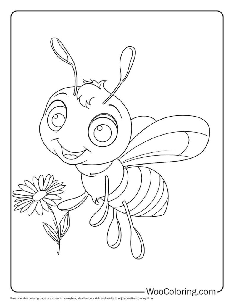 Happy Honeybee Coloring In For Kids