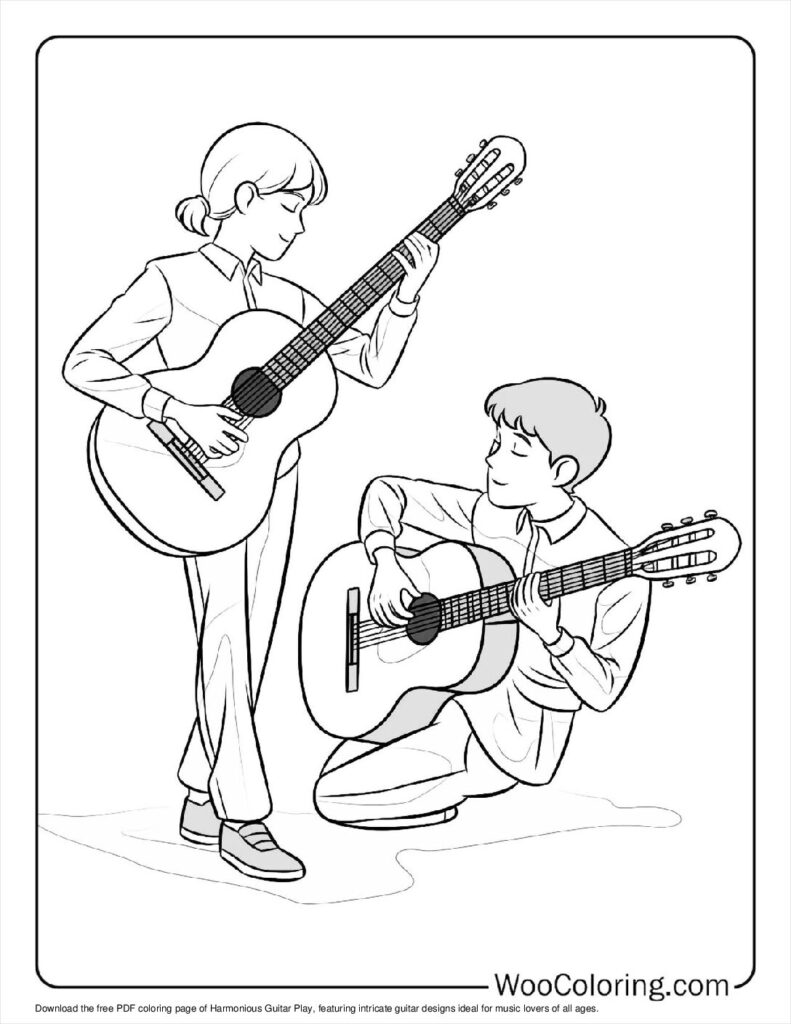 100  Guitar coloring pages  Free PDF To Print  - 84