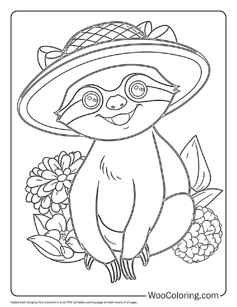 100  Sloth coloring pages  Free PDF To Print  - 12