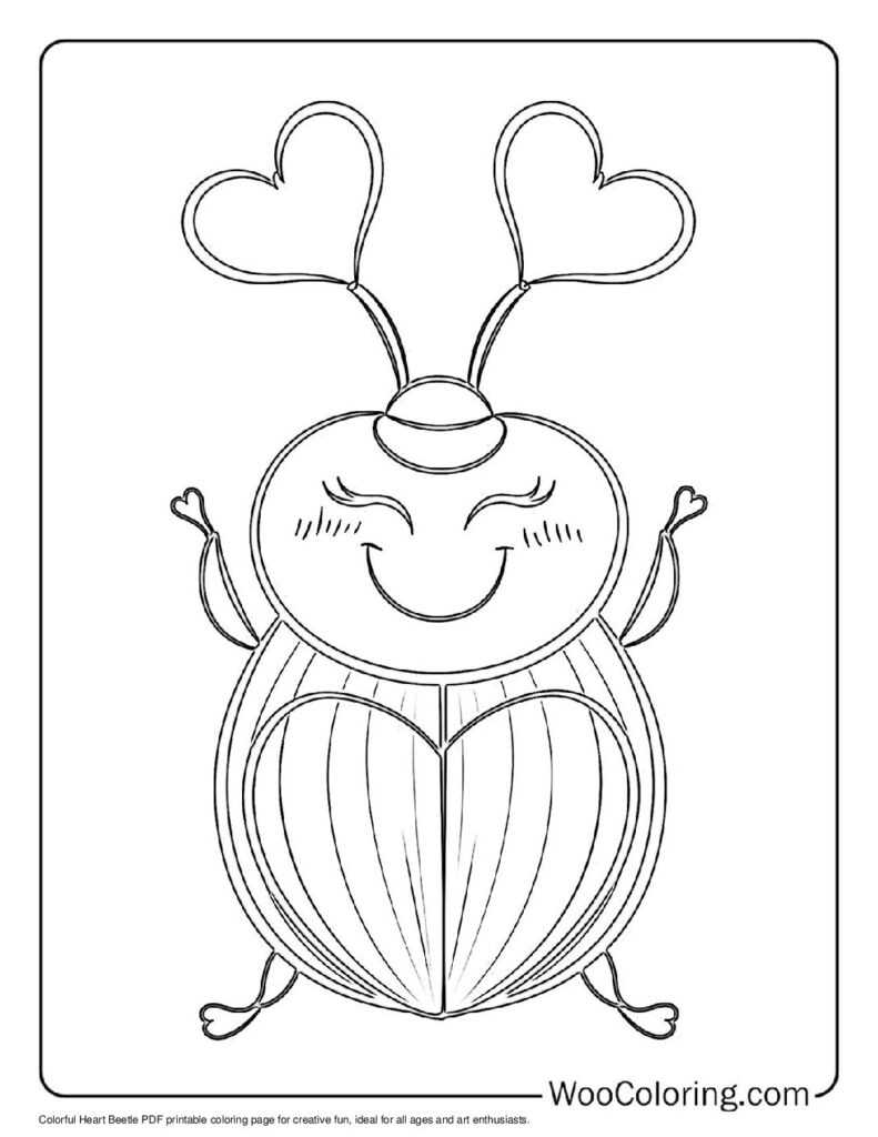 Heart Beetle Coloring In For Kids