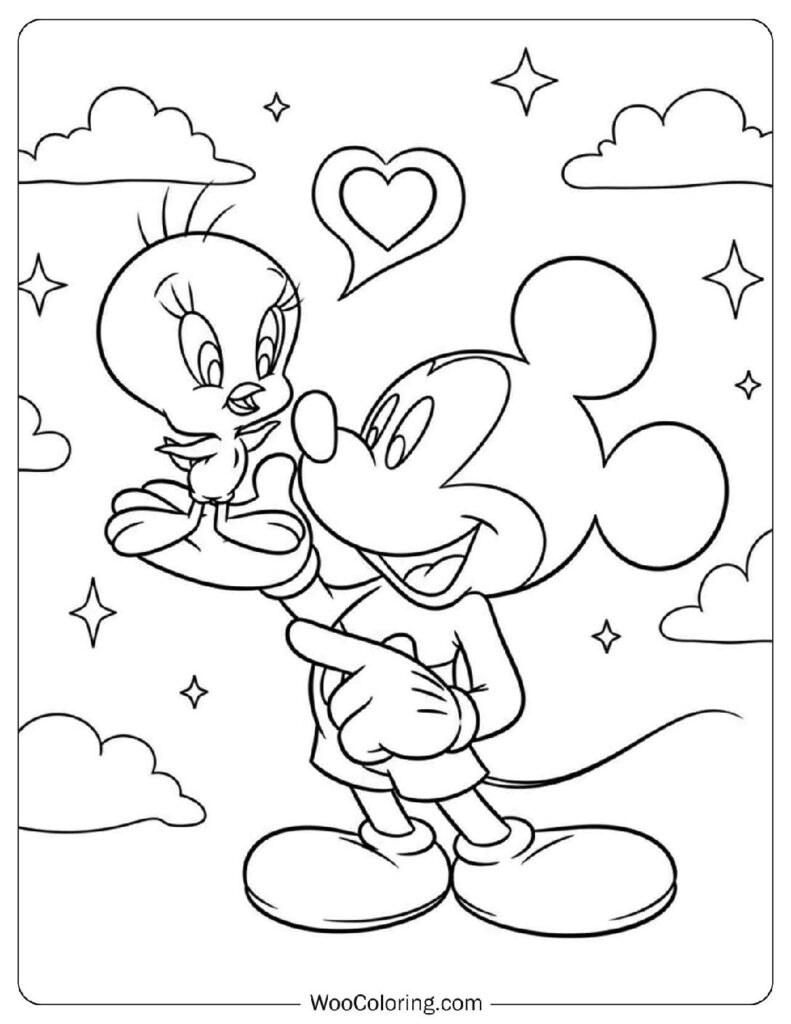 Heart Bubble Laugh With Mickey Mouse With Tweety Bird