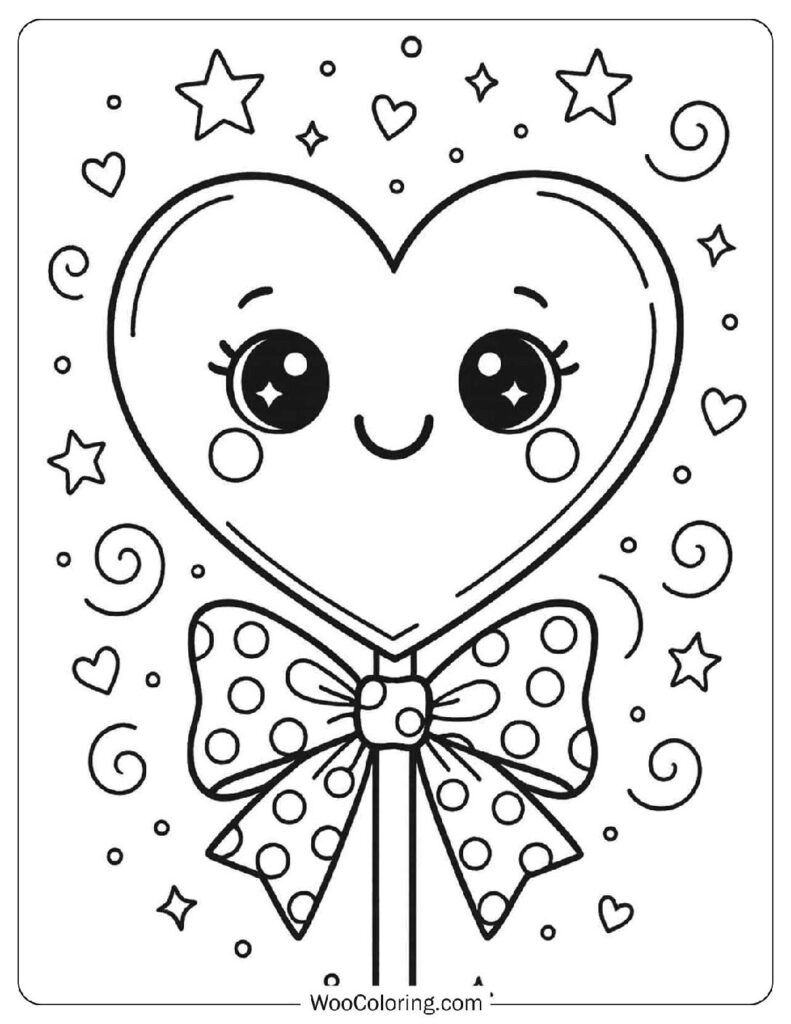 Heart-Shaped Lollipop with Smiling Face