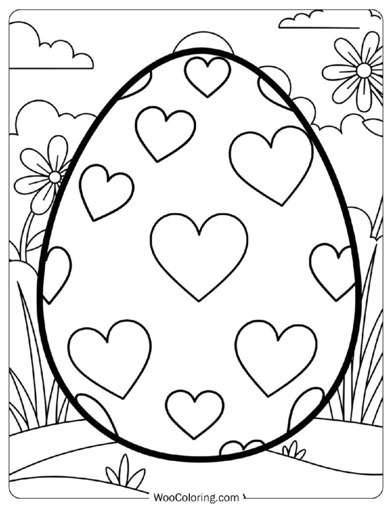 Heart-Shaped Patterns on a Large Easter Egg