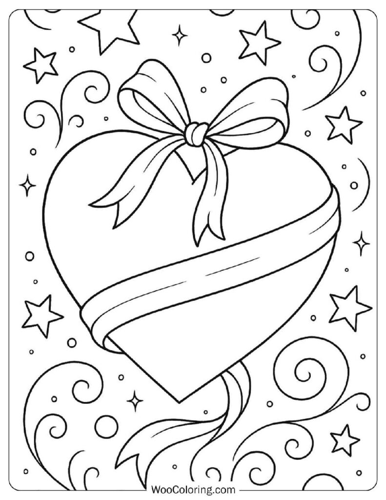 Heart with Bow, Ribbon, and Bubbles