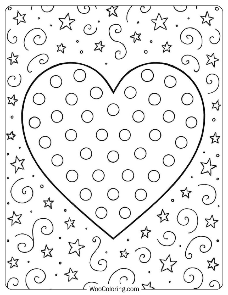 Heart with Polka Dots Illustration for Kids