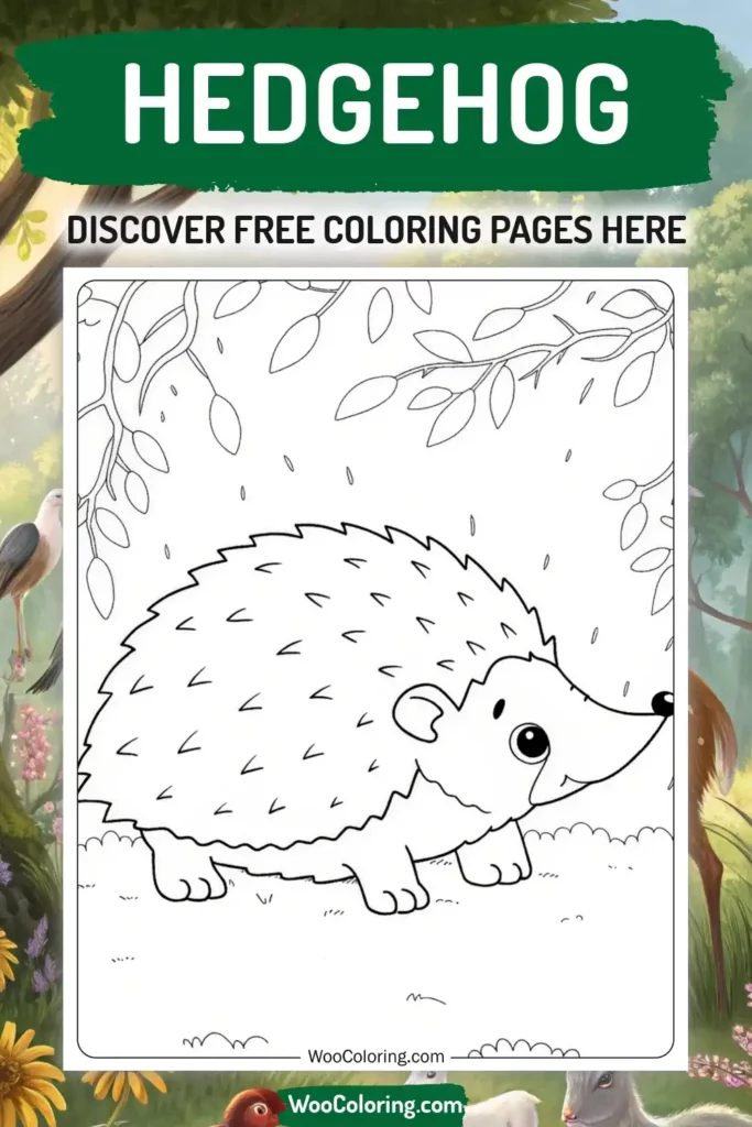 Hedgehog coloring pages designs with animal