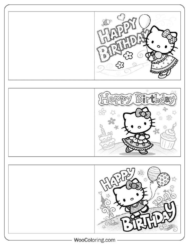 Hello Kitty Happy Birthday Card Collection For Kids Coloring