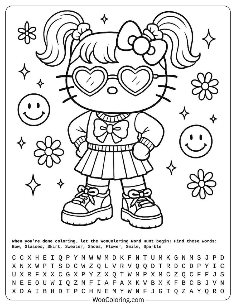 Hello Kitty Preppy Style with Bows and Sunglasses