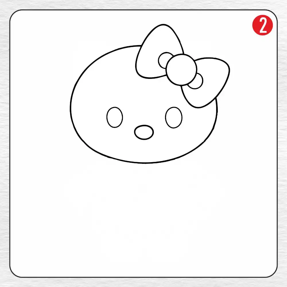 Hello Kitty coloring page drawing step 2