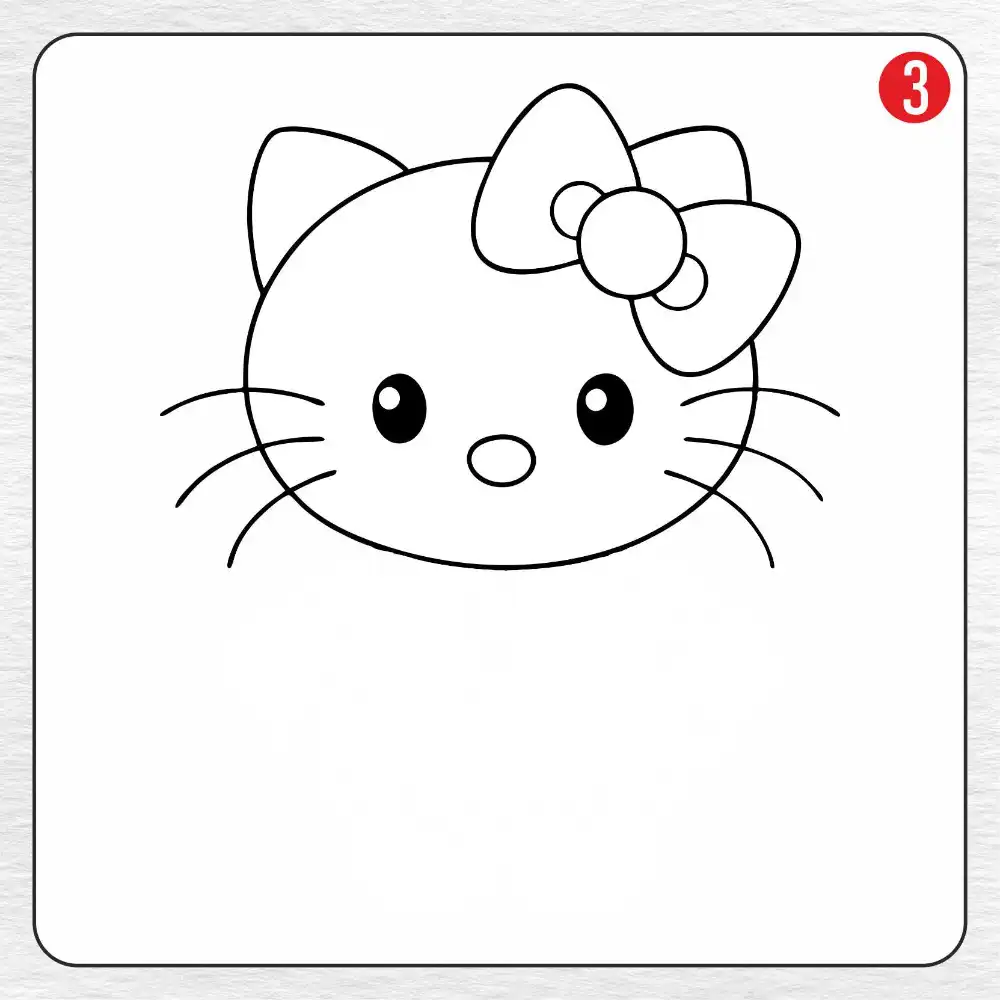 Hello Kitty coloring page drawing step 3