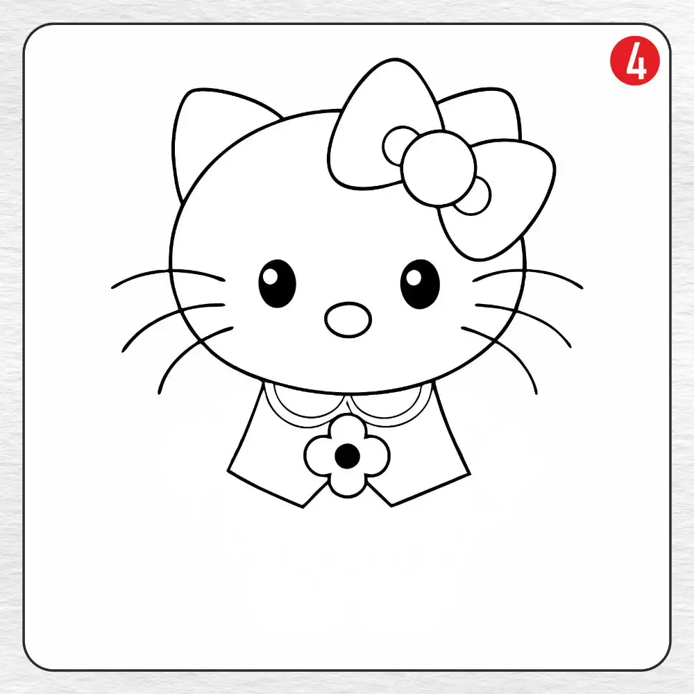 Hello Kitty coloring page drawing step 4