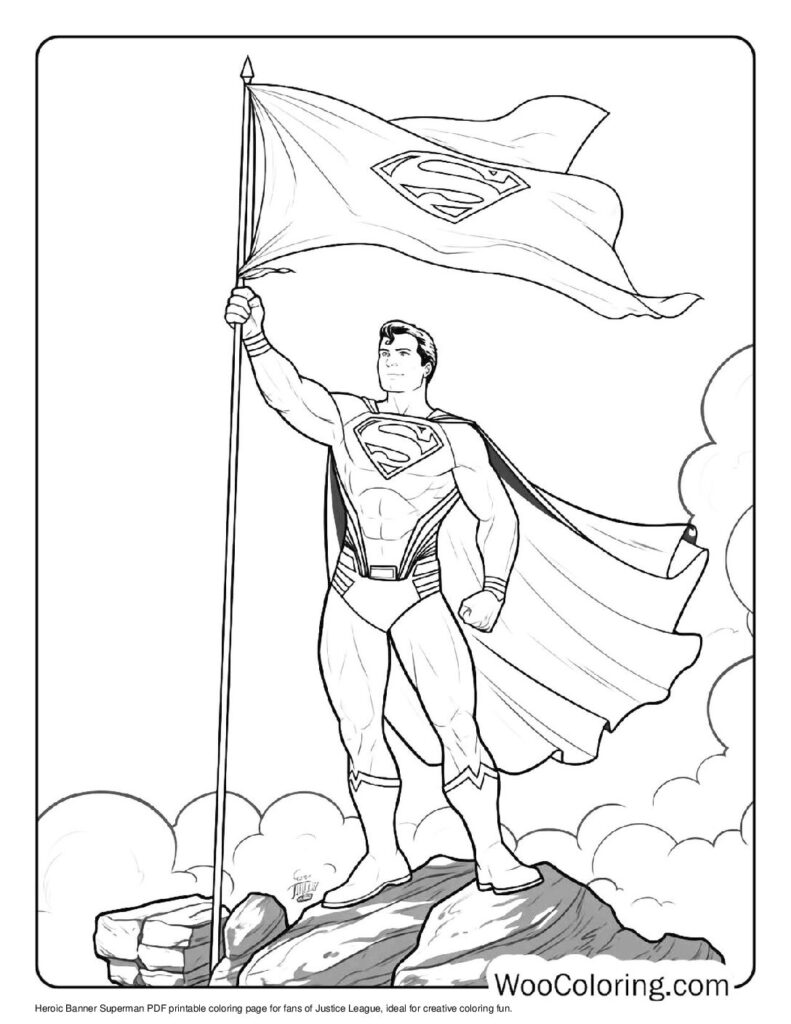 Heroic Banner Superman Coloring Page