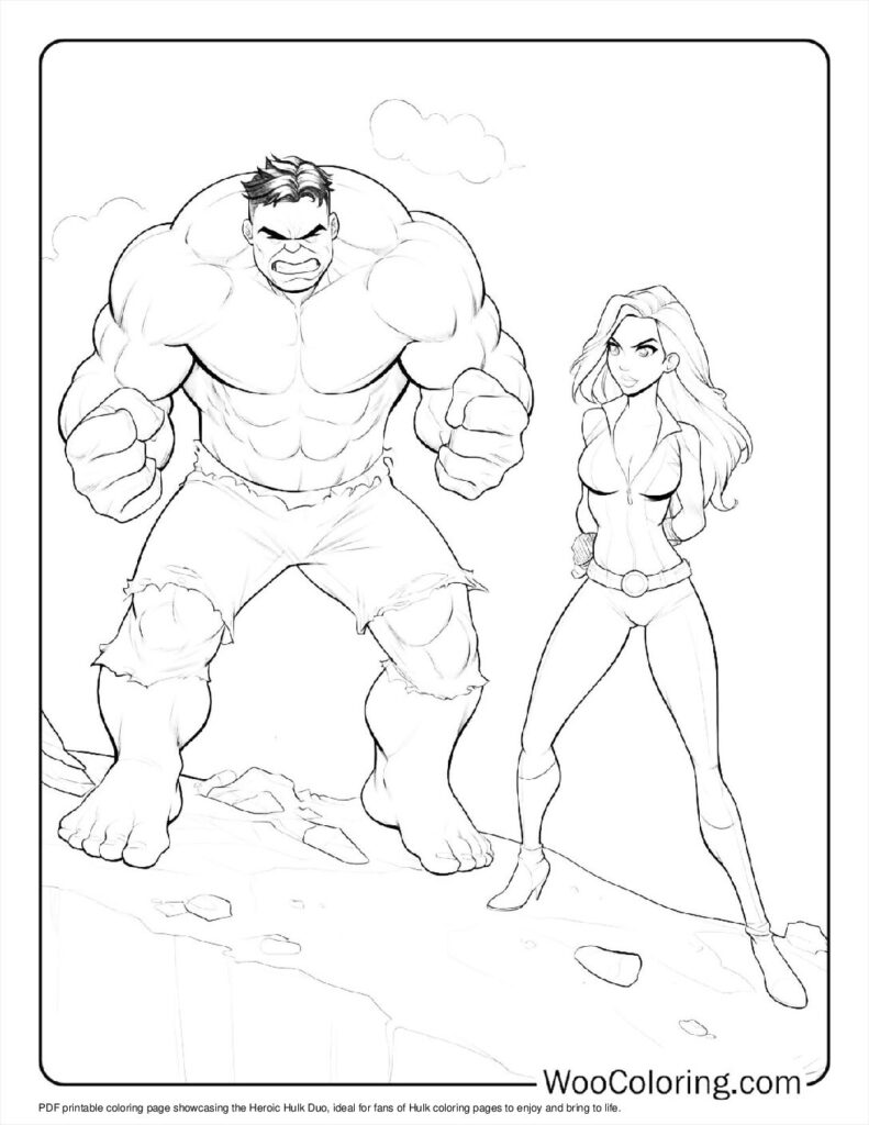 Heroic Hulk Duo Coloring Page For Kids
