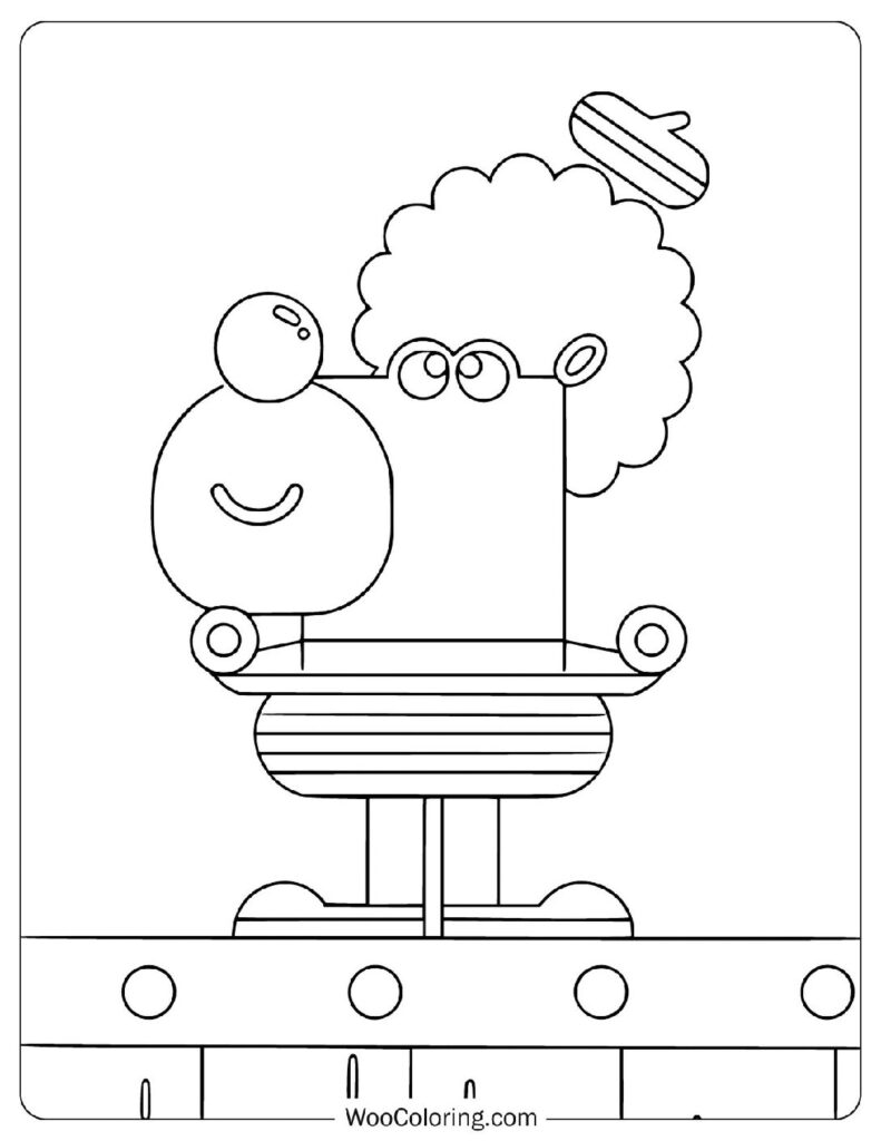 Roly the Excited Cartoon Dog Having Fun at The Clubhouse in Hey Duggee Coloring Page