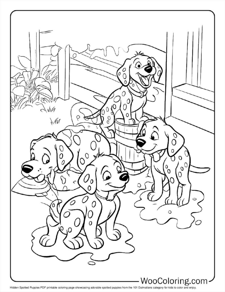 Hidden Spotted Puppies Coloring Sheet