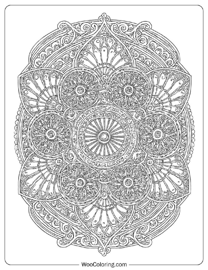 Highly Detailed Mandala Coloring Page For Stress Relief And Art Therapy