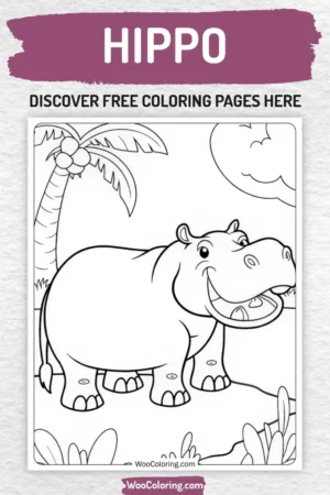 Hippo coloring pages designs for kids