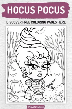 Hocus Pocus coloring pages designs for kids