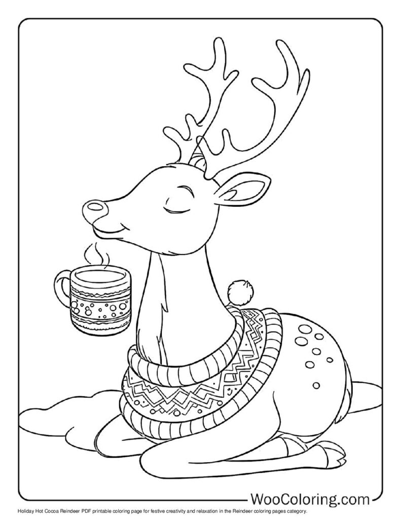 100  Reindeer coloring pages  Free PDF To Print  - 13