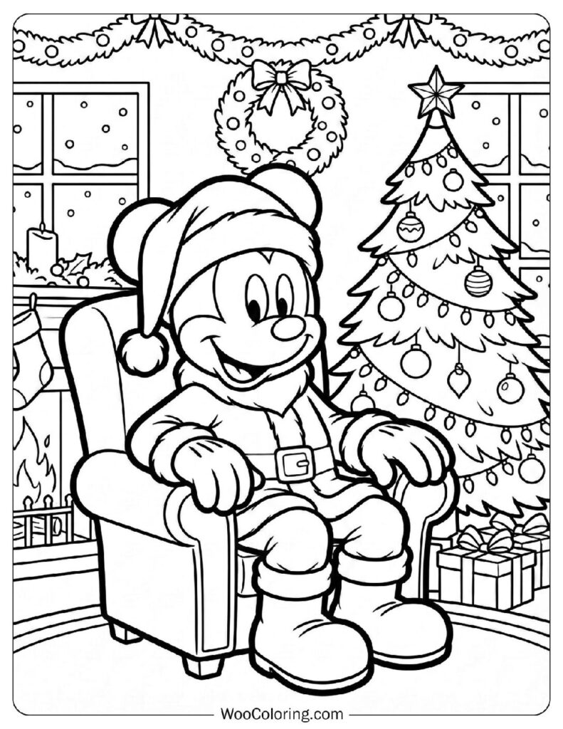 Holiday Living Room with Christmas Tree and Cozy Seating