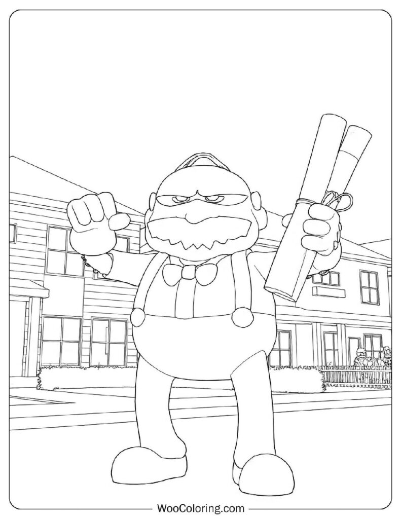 Homeowner Roblox Character Construction Role from Bloxburg Life Simulator Coloring Page for Preschoolers