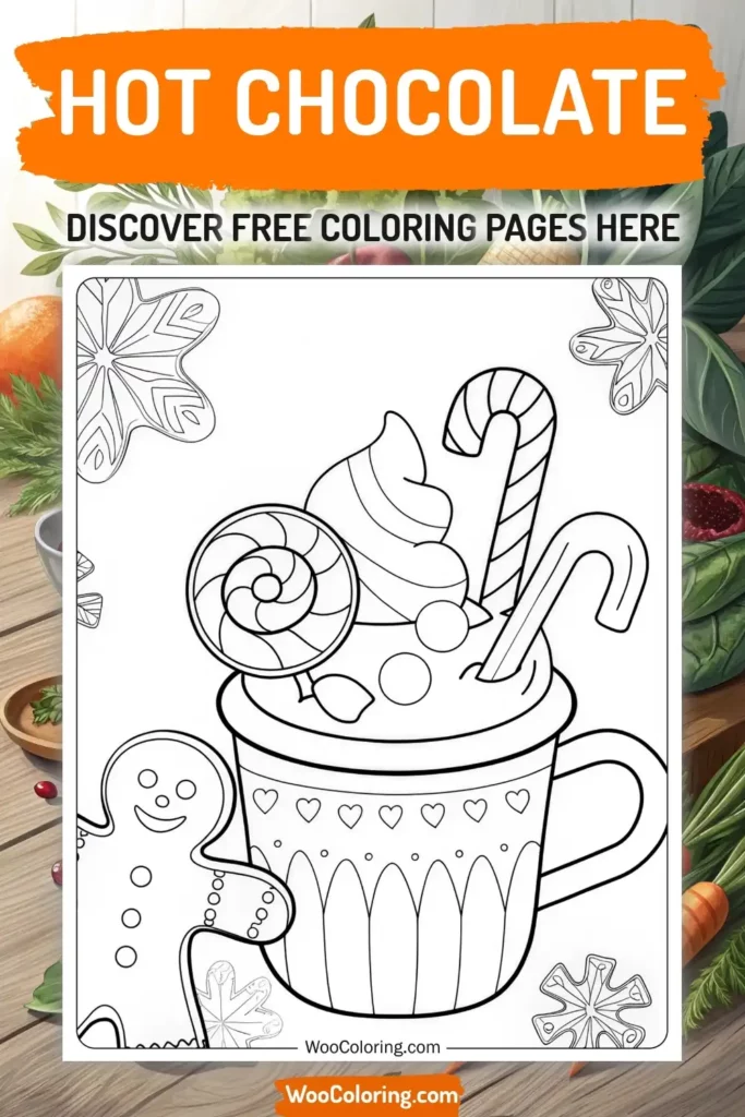 Hot Chocolate coloring pages designs with food
