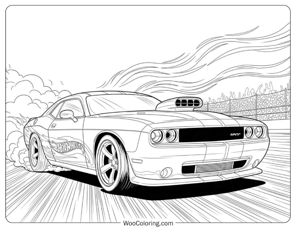 Hot Wheels Dodge Challenger Coloring Sheet