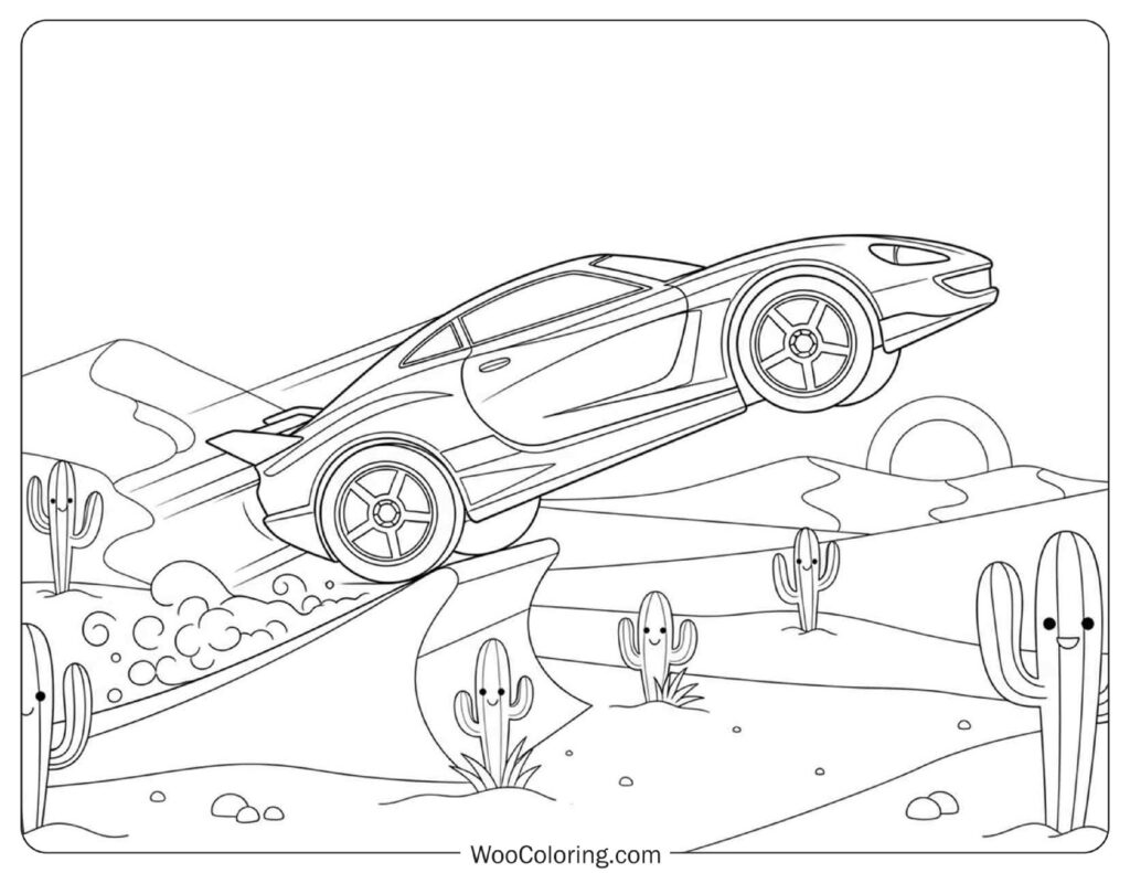 Hot Wheels Easy Outline Coloring Page for Kids