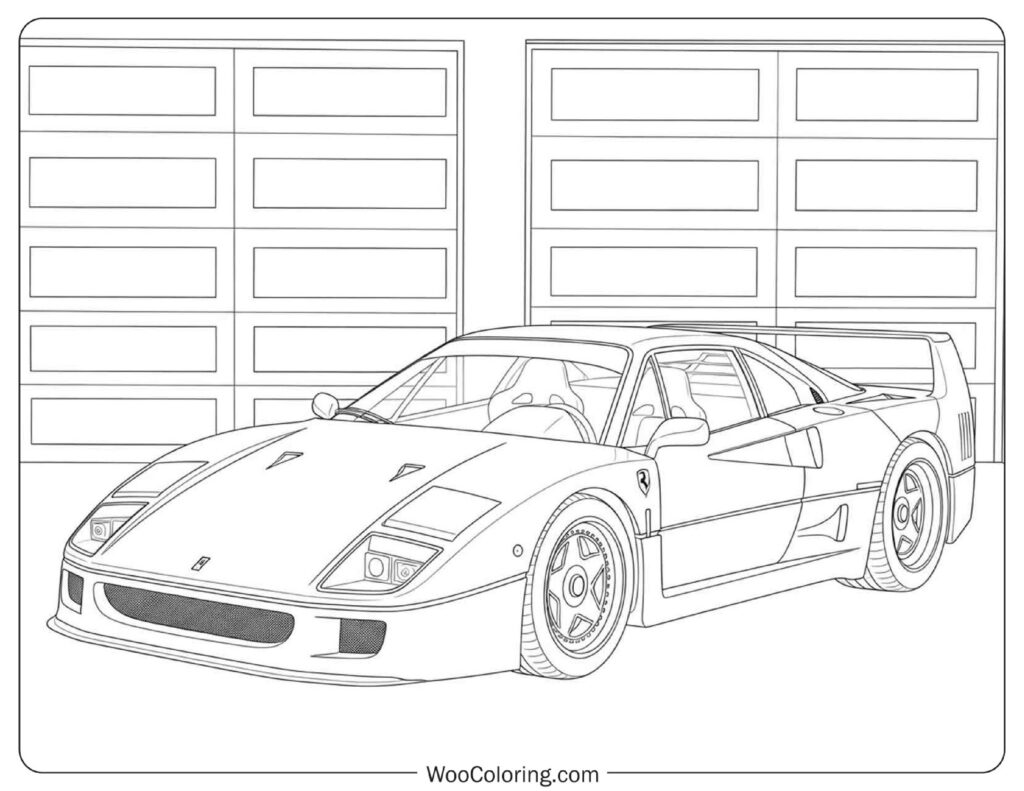 Hot Wheels Ferrari F40 Supercar Legend Coloring Sheet for Kids