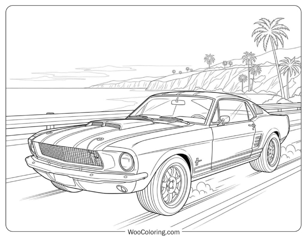Hot Wheels Ford Mustang Muscle Classic Coloring Page