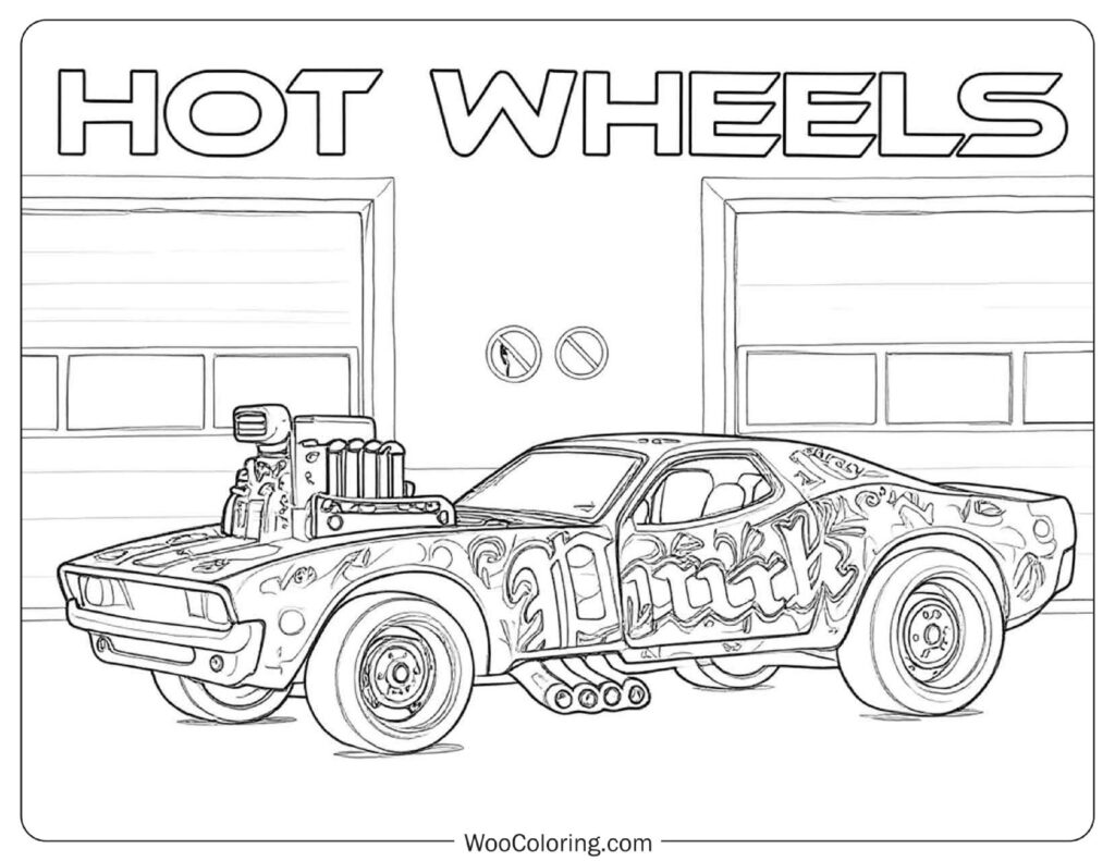 Hot Wheels Rodger Dodger Classic Dragster Coloring Sheet for Kids
