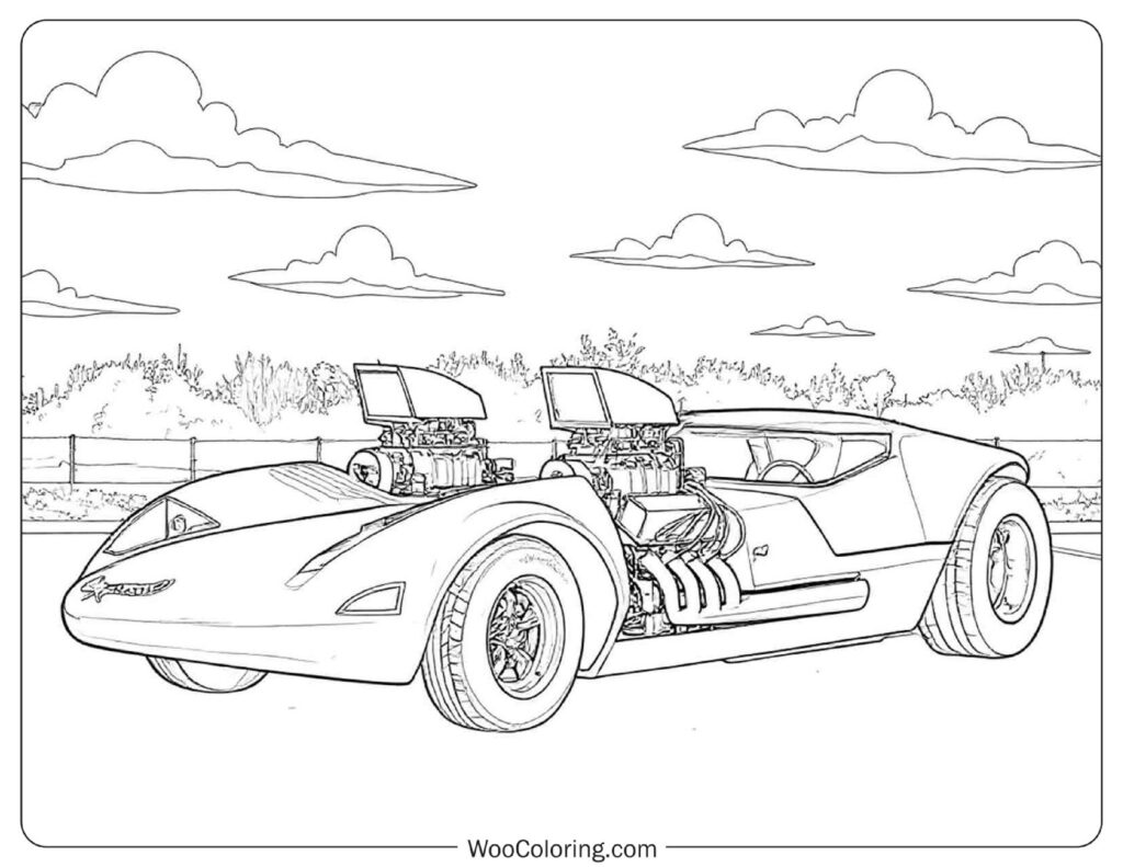 Hot Wheels Twin Mill Signature Twin Engine Car Coloring Page