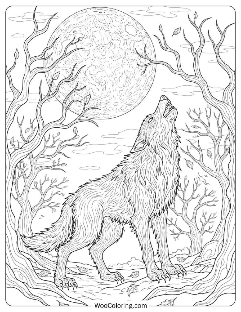 Howling Werewolf coloring page