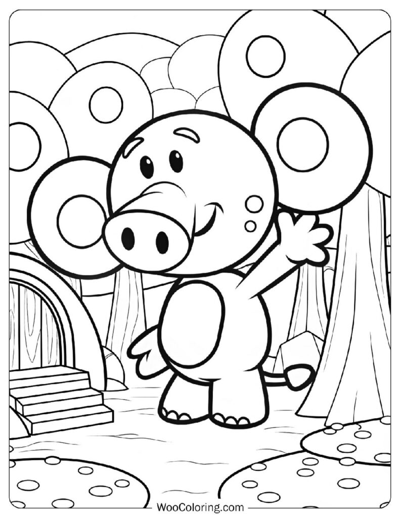 Huffty the Elephant Smiling Brightly in the Jungle Clearing