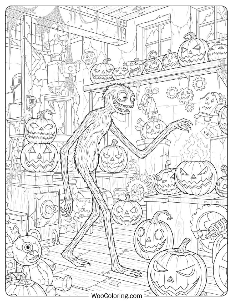 Huggy Wuggy’s Halloween Haunt coloring page
