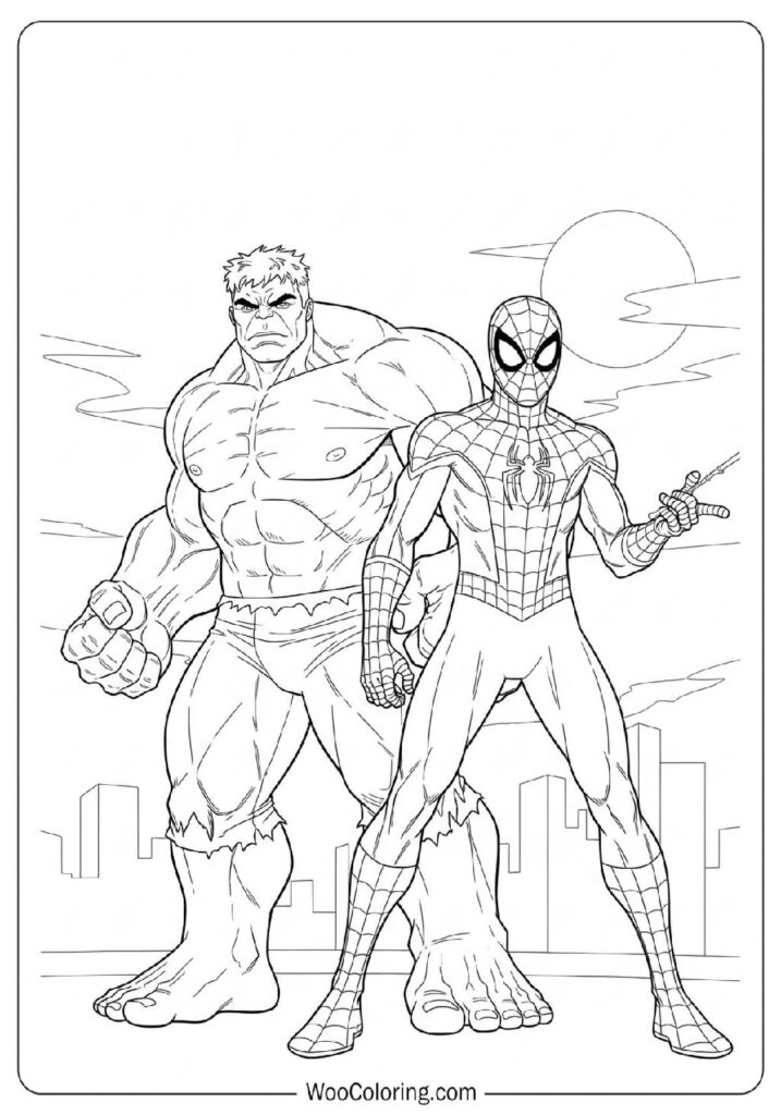 Hulk and Spiderman Standing Side by Side Ready for an Epic Team Adventure